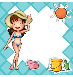 A Girl Wearing Bikini With Hat