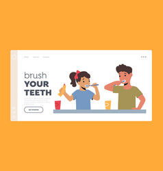 Kids Brushing Teeth Landing Page Template Happy