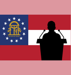 Georgia Usa Flag Background Man Speaks Business