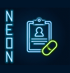 Glowing Neon Line Medical Prescription Icon