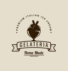 Ice Cream Balls In Bowl Logo Vintage Template