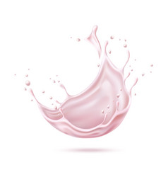 Realistic Strawberry Yogurt Pink Splash