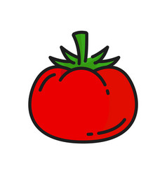 Tomato Fruit With Stem Raw Red Veggies Line Icon