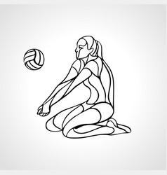 Woman Volleyball Player Silhouette Passing Ball