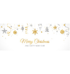 Christmas Banner With Golden And Silver Glitter