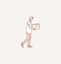 Smiling Delivery Courier Walking Holding Package