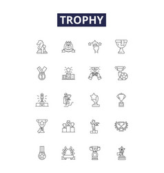 Trophy Line Icons And Signs Prize Reward