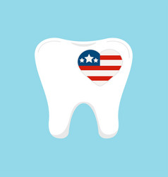 4 Th Of July Tooth With Heart Flag Dental Icon