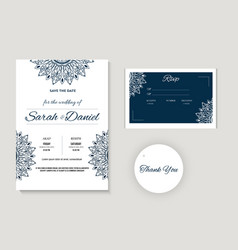 Blue And White Wedding Invitation Mandala