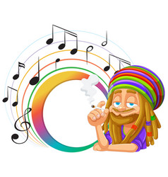 Colorful Of A Rastafarian Man With Music Notes