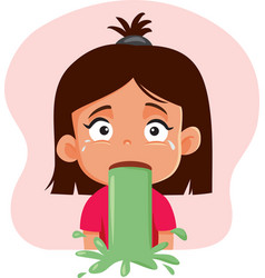 Little Girl Vomiting Feeling Sick Cartoon