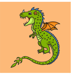 Cartoon Cute Green Dragon Flying