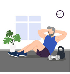 Cool Old Man Doing Sit Up Exercise