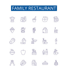 Family Restaurant Line Icons Signs Set Design