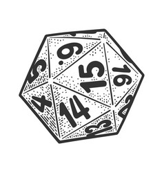 Many Sided Dice Line Art Sketch