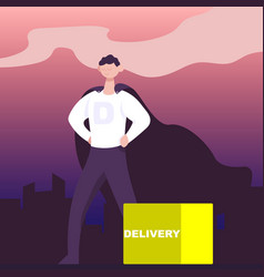 Super Delivery Man Over Night City Flat