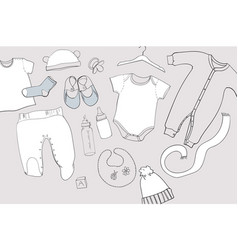 Hand Drawn Baby Clothes Flat Lay