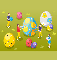 Painting Eggs Isometric Composition