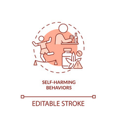 Self Harming Behaviors Red Concept Icon