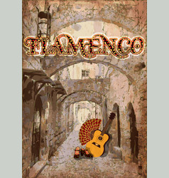 Flamenco Street Card With Spanish Guitar