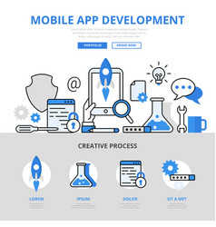 Mobile App Development Process Concept Flat Line