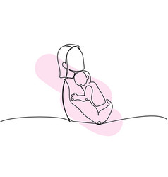 Mom Rocking The Baby In Her Arms One Line Art