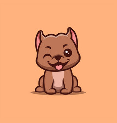 Pitbull Sitting Winking Cute Creative Kawaii