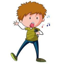 Funny boy singing cartoon Royalty Free Vector Image