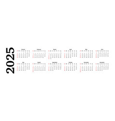 Calendar For 2025 Isolated On A White Background