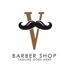 Initial Letter V Mustache Logo Design Alphabet