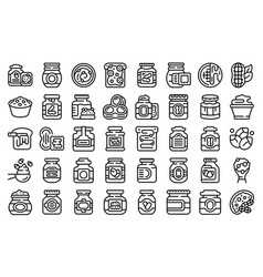 Peanut Butter Icons Set Outline Nut