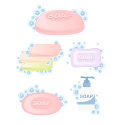 Set Of Colored Bar Soap Solid And Liquid Soap