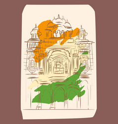 Golden Temple India And Flag