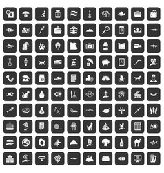 100 Cat Icons Set Black