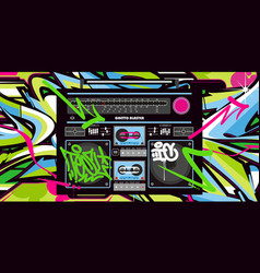 Abstract Detailed Retro Ghetto Blaster Hip Hop