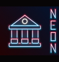 Glowing Neon Line Courthouse Building Icon