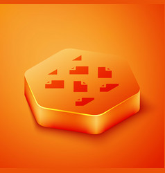 Isometric Data Stream Icon Isolated On Orange