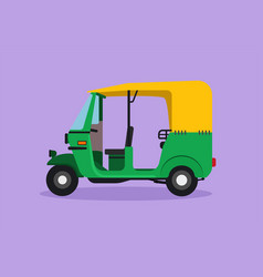 Cartoon Flat Style Drawing Side View Of Rickshaw