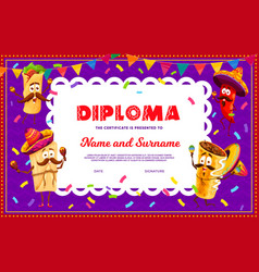 Kids Diploma Mexican Fiesta And Tex Mex Personages