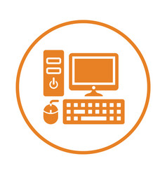 Pc Desktop Computer Icon Orange Color Eps