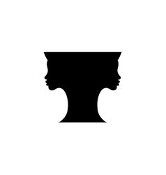 Two Women Black Silhouette Faces Making Vase Shape