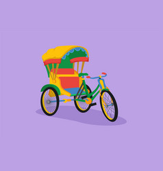 Character Flat Style Drawing Cycle Rickshaw