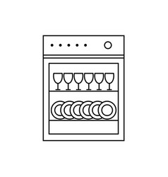 Dishwasher Flat Line Icon Sign Of Household