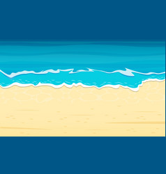 Sea Beach With Sand And Blue Waves Top View