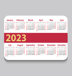 2023 Pocket Calendar Template Calendar Grid