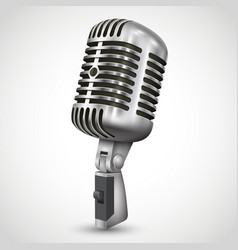 Realistic Single Silver Microphone Retro Design