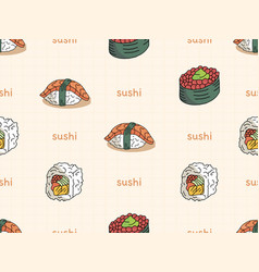 Sushi Cartoon Character Seamless Pattern