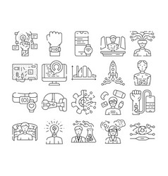 Tech Enthusiast Reality Virtual Icons Set