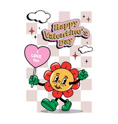 Vintage Groovy Characters Happy Valentines Day