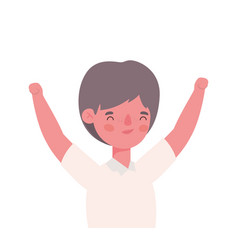 Boy Kid Cartoon With Uniform And Arms Up